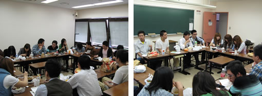 法律経済専門学校・留学生ライフ「クラス昼食会を行いました。担任の髙木先生や山下先生も一緒です。」
